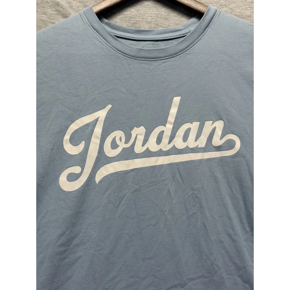 Air Jordan Flight MVP T Shirt Mens Large Light Blue Graphic Script Spellout Logo